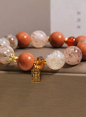 新中式松塔合香珠手链女轻奢小众招财转运黑金超七高级感多宝手串