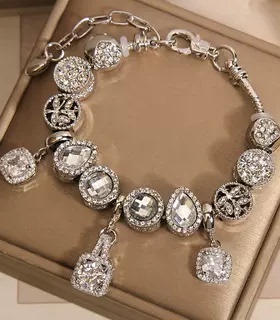 潘家风格经典海洋之心手链女萌宠天使白色琉璃珠气质手镯轻奢手环