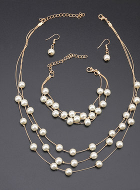 韩版时尚珍珠项链手链耳环