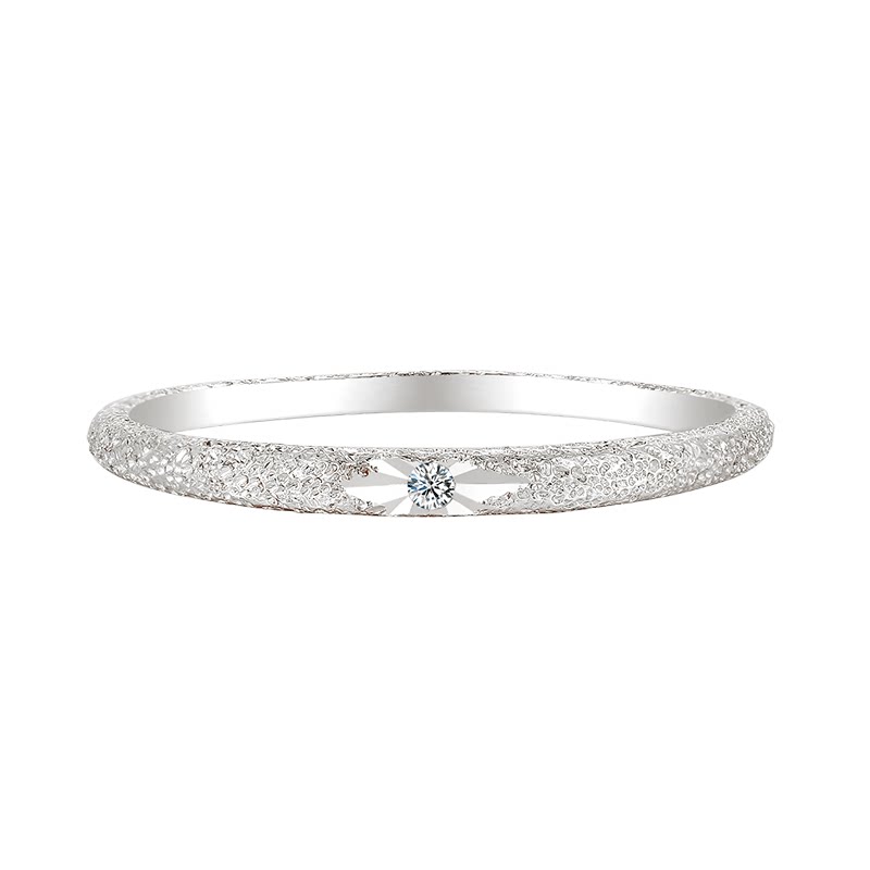 Niche special flash sand craft diamond 18k gold ring