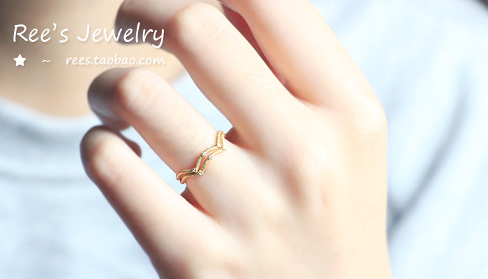 Japanese simple 18k gold diamond ring