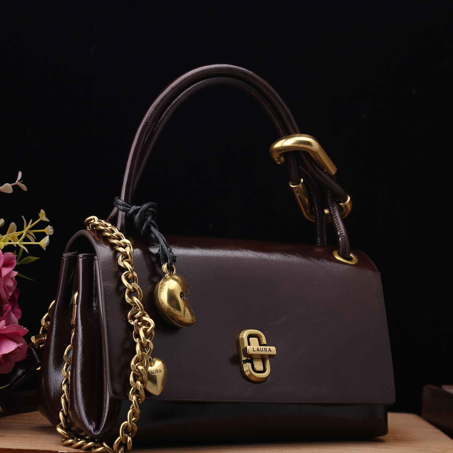 劳拉时黛正品2025新款时尚油蜡真皮酒红色手提小包头层牛皮斜挎包,淘宝优惠券,粉丝福利购,淘宝优惠卷