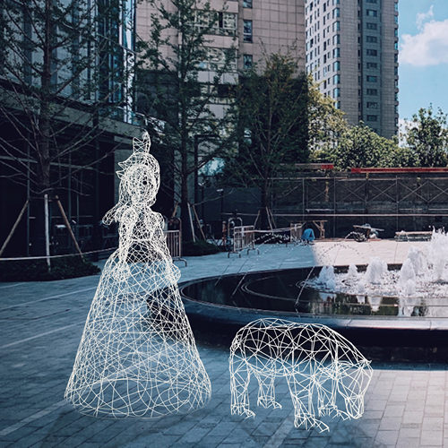不锈钢人物公主雕塑铁艺镂空抽象少女摆件户外园林景观装饰小品-图3