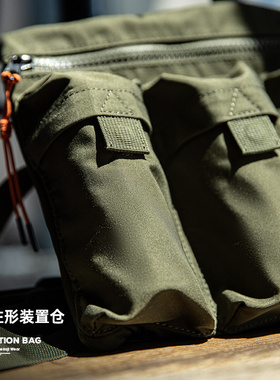 马登工装日系多口袋机能单肩邮差斜跨包户外山系腰包侧男款老钱风