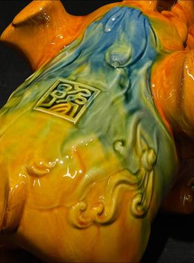 三彩艺陶瓷摆件中式客厅洛阳礼物