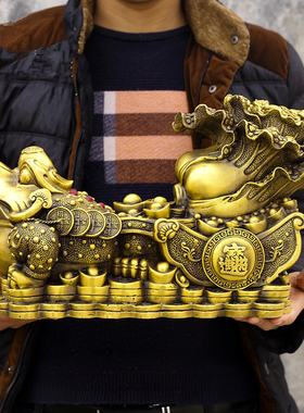 全铜金蟾摆件招财金蟾拉白菜铜钱财源滚滚家居店铺办公室装饰礼品