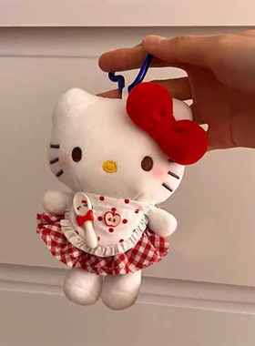 日本官方正品正版旗舰可爱Kitty包包娃娃挂件挂饰红苹果玩偶公仔