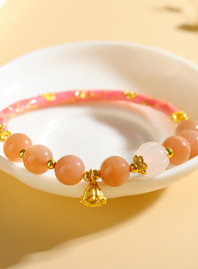 天然太阳石半生良缘手链铃兰花半镯新中式原创女士手串工厂价