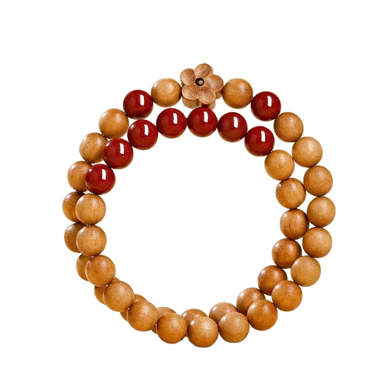 老桃木朱砂双圈手串紫金砂木质运珠男士女款佛珠念珠本命年手串 - 图3