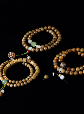 阿根廷绿檀DIY双圈莲花莲蓬手链木质精品檀香木念珠礼品手串