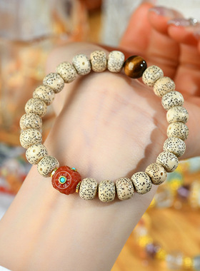 星月菩提子虎眼石单圈手链高油高密盘玩文玩正月手串饰品定制