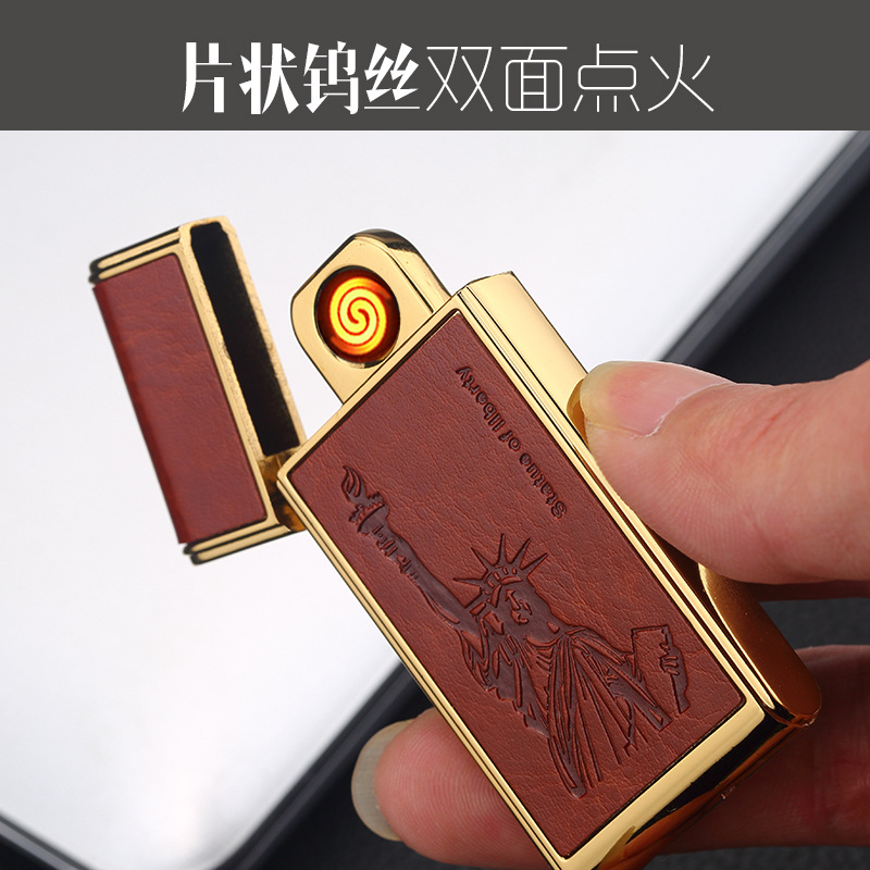 创意双面点烟器USB个性充电打火机lighter【刘艳平】龙达237贴皮 - 图3