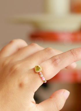 天然碧玺戒指女彩虹碧玺葫芦戒指高级感气质指环国风戒指礼物