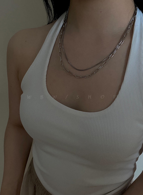 wbw双层叠戴链条项链女小众设计
