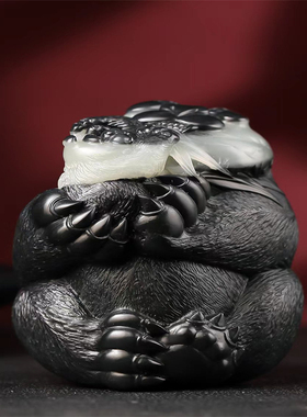 熊猫和田玉籽料青花和田玉