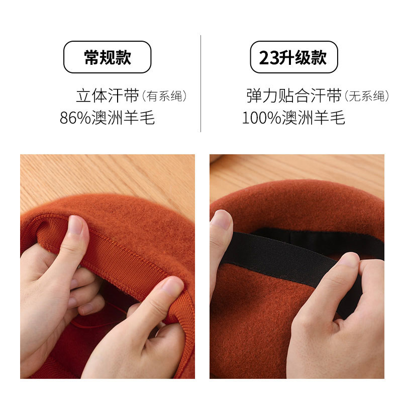 羊毛贝雷帽女2025新款秋冬显脸小蓓蕾帽日系复古英伦风儿童画家帽