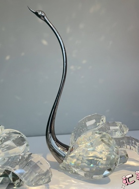 水晶天鹅摆件客厅玄关酒柜装饰品