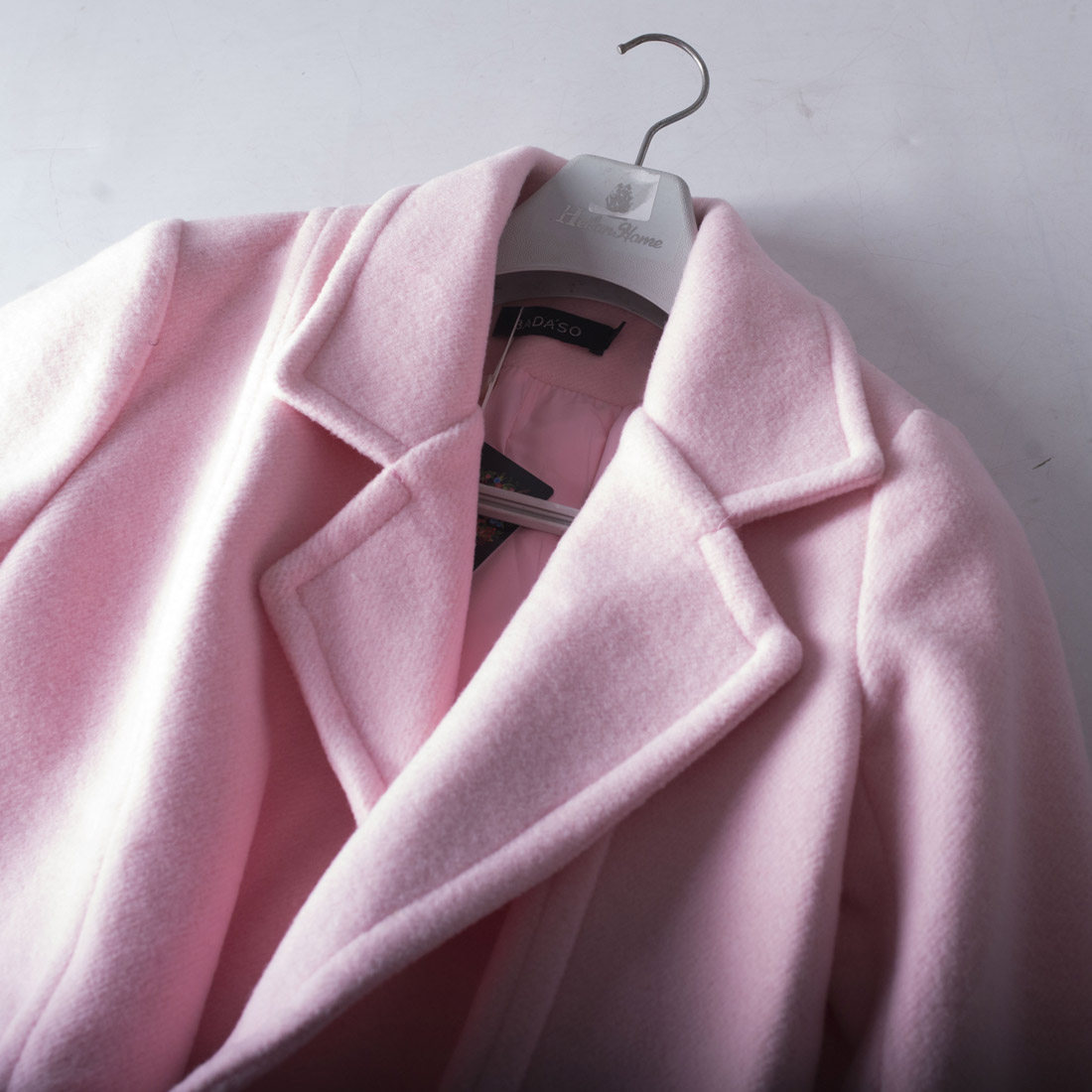 断码清货~大厂尾货女士时尚休闲羊毛呢子大衣春秋季厚款粉色外套,淘宝优惠券,粉丝福利购,淘宝优惠卷