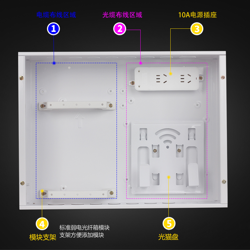 家用多媒体布线箱入户光纤箱室内暗装装饰金色弱电箱土豪金集线箱-图2