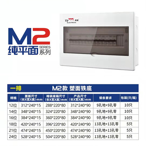 展业明暗装配电箱10回路强电布线箱室内照明家庭用14位空气开关盒