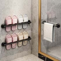 Bathroom slippers rack wall-mounted free-to-punch toilet shelve toilet shoes Leaching rack door rear containing deviner