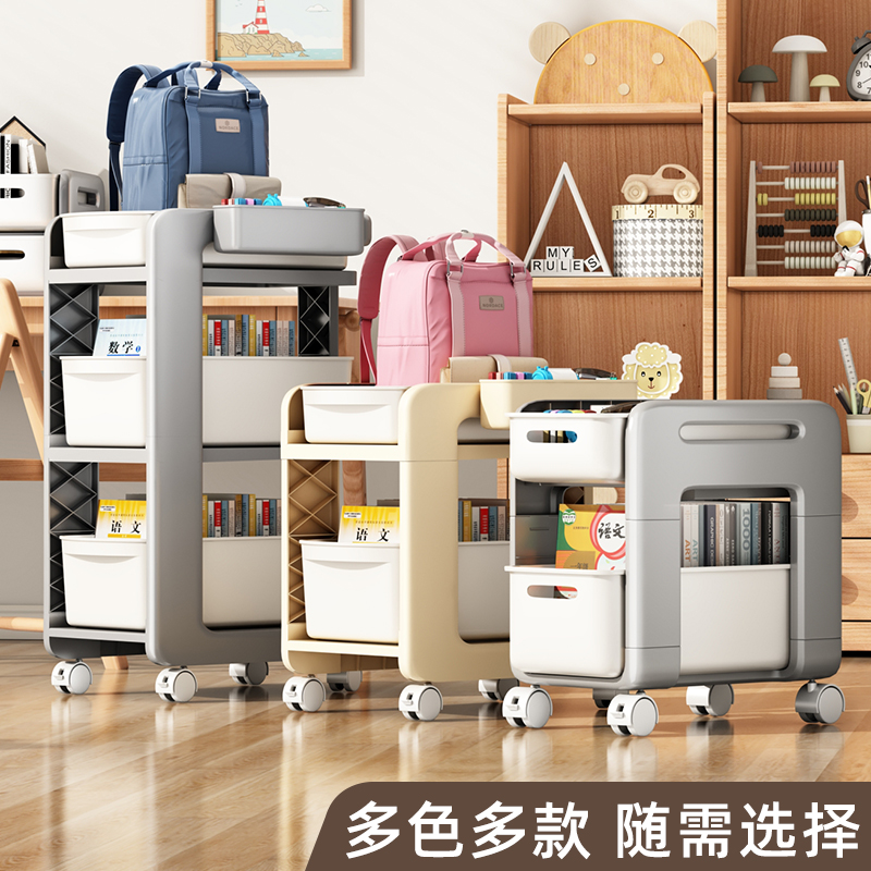 优勤书包置物架可移动小推车书本收纳架神器家用放书包桌下滑轮柜 - 图3