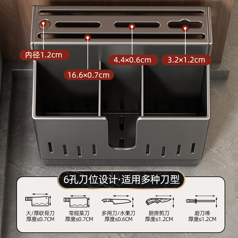 优勤不锈钢筷子收纳盒刀架一体式收纳厨房置物架壁挂式勺子桶筷笼 - 图1