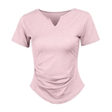 Дышащая быстросохнущая спортивная футболка с коротким рукавом для тренировок, одежда для йоги, для бега, популярно в интернете, V-образный вырез