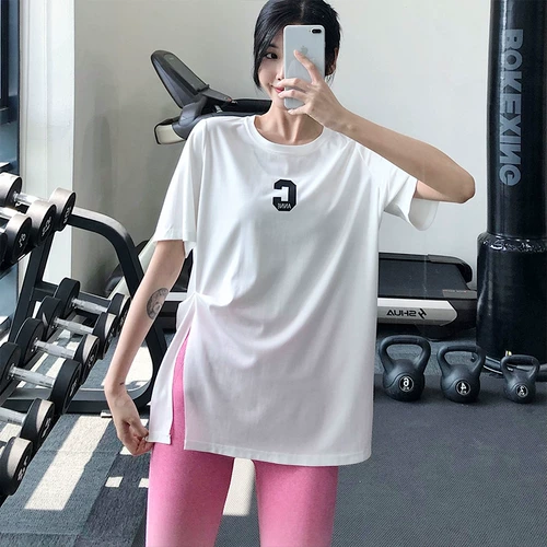 Спортивная дышащая одежда для йоги для отдыха, быстросохнущий лонгслив для спортзала, свободный крой, для бега