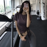 Спортивная быстросохнущая тонкая футболка с коротким рукавом, сексуальная одежда для йоги для спортзала, популярно в интернете, для бега