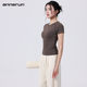 annerun高弹力运动短袖女无缝亲肤透气健身服T恤休闲瑜伽服上衣