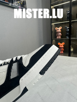 (MISTER LU) tripod rank high definition ~ genuine leather black and white panda board shoes men and women denim cloth casual little white shoes