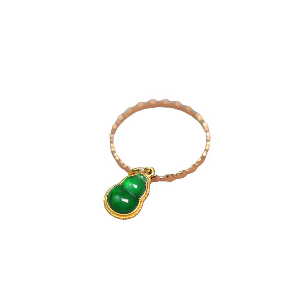 Ice full of green natural grade A jade gourd ring