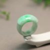 #F547 Waxy bottom floating sun green natural A-grade jade saddle ring for men