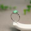 Myanmar natural grade A jadeite cabochon silver inlaid ring