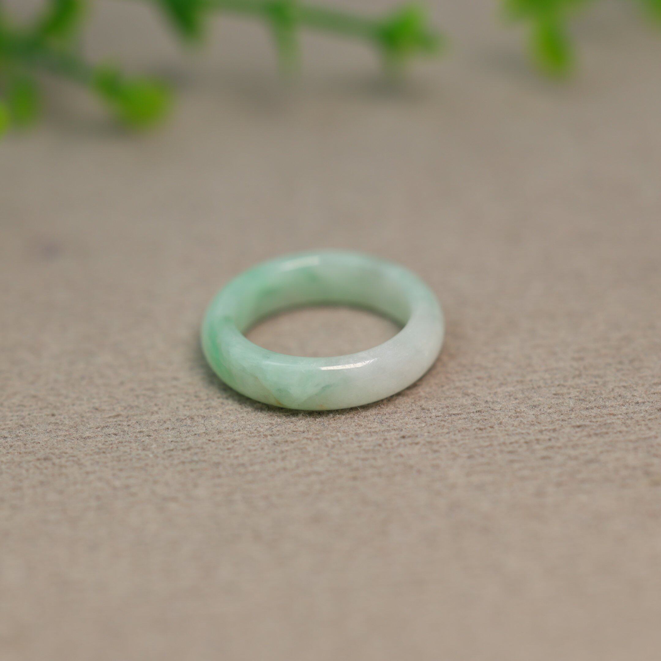 #L659 Green Burmese Natural Grade A Jade Ring No. 11 Ring for Women