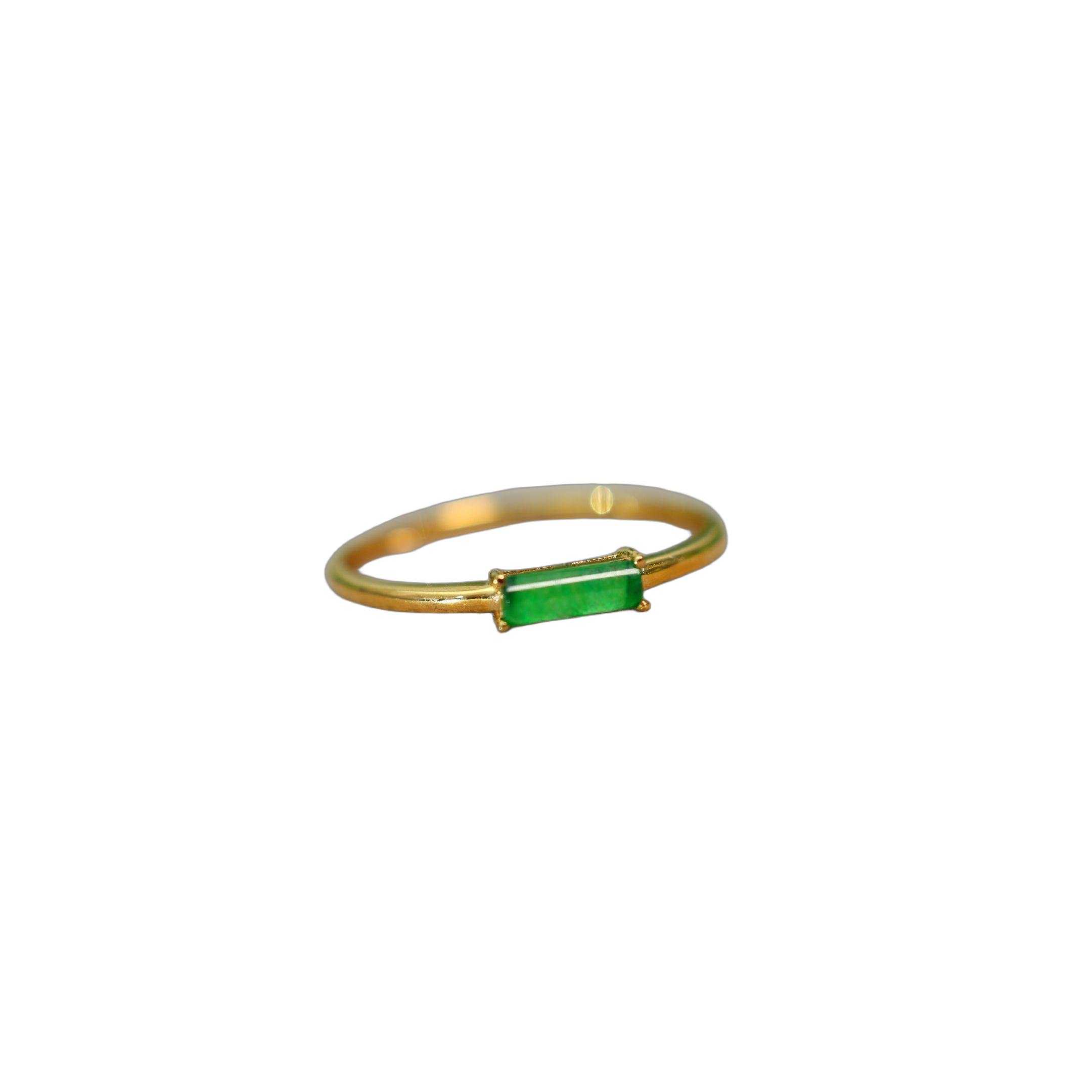 Natural Grade A Jadeite Square Pillar Ring