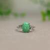 Myanmar natural grade A jadeite cabochon silver inlaid ring