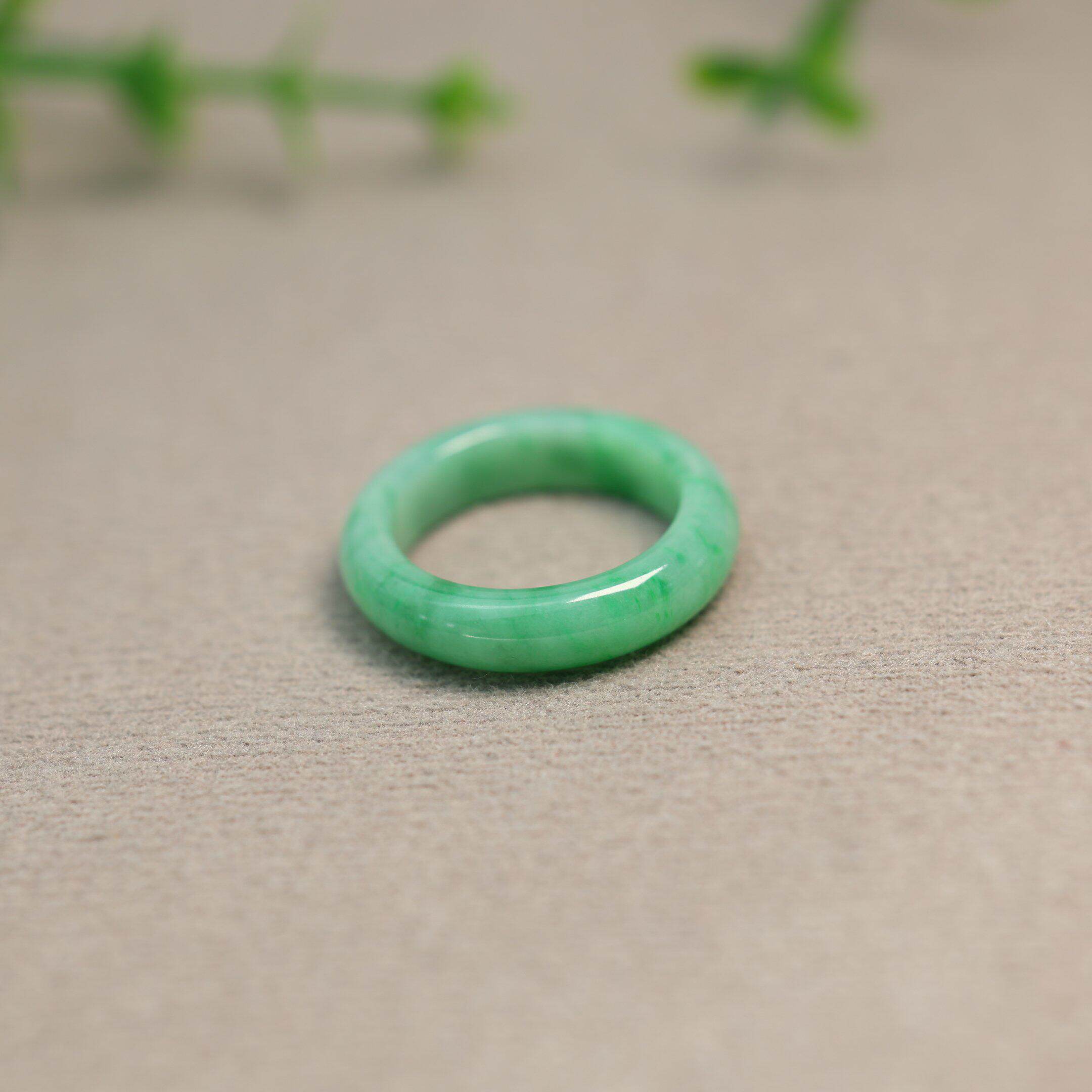 Full green Myanmar natural grade A jade ring