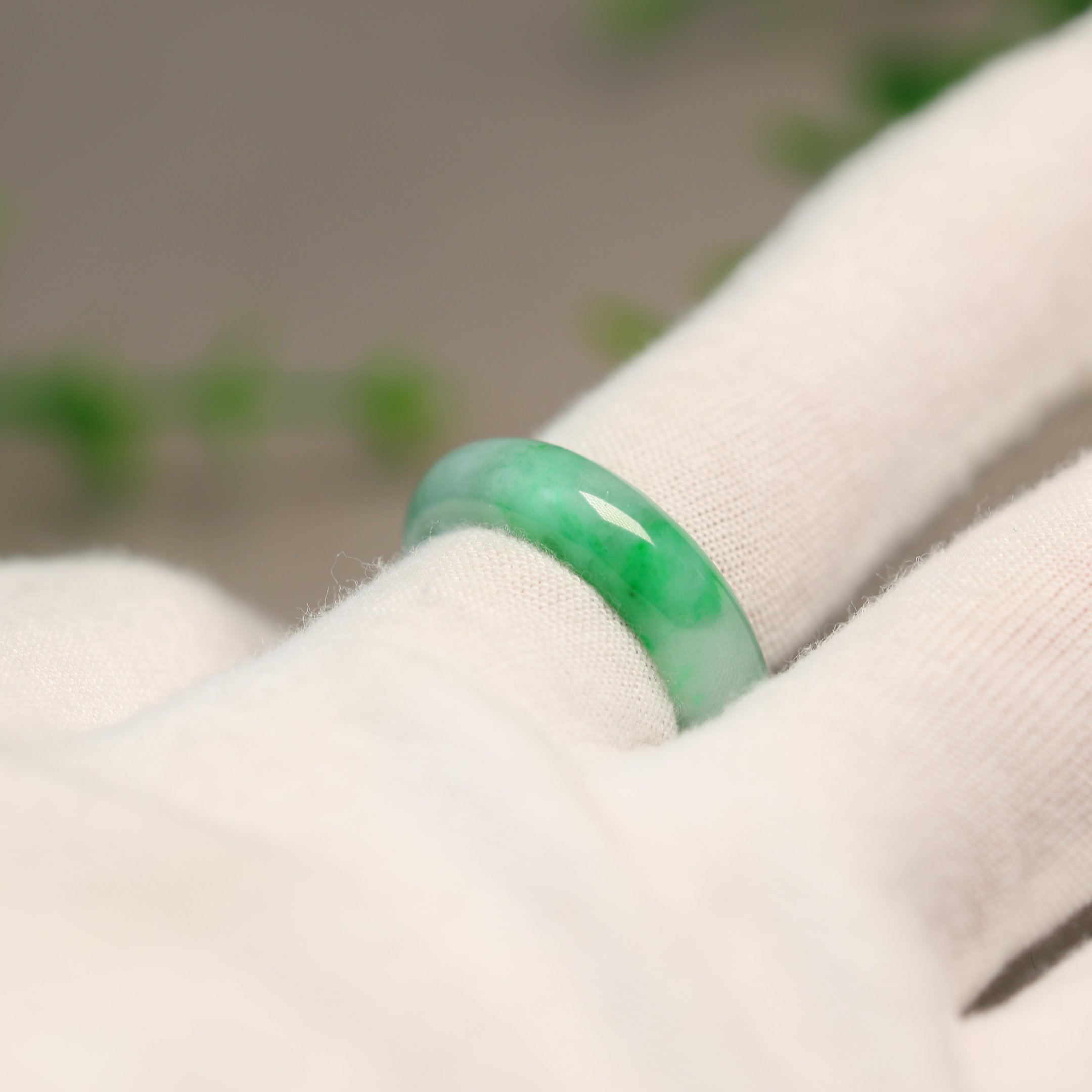 #N411 Piaoyang Green Burmese Natural Grade A Jade Ring No. 16 Women’s Ring Ring