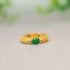 Ice-filled green Burmese natural A-grade gourd ring