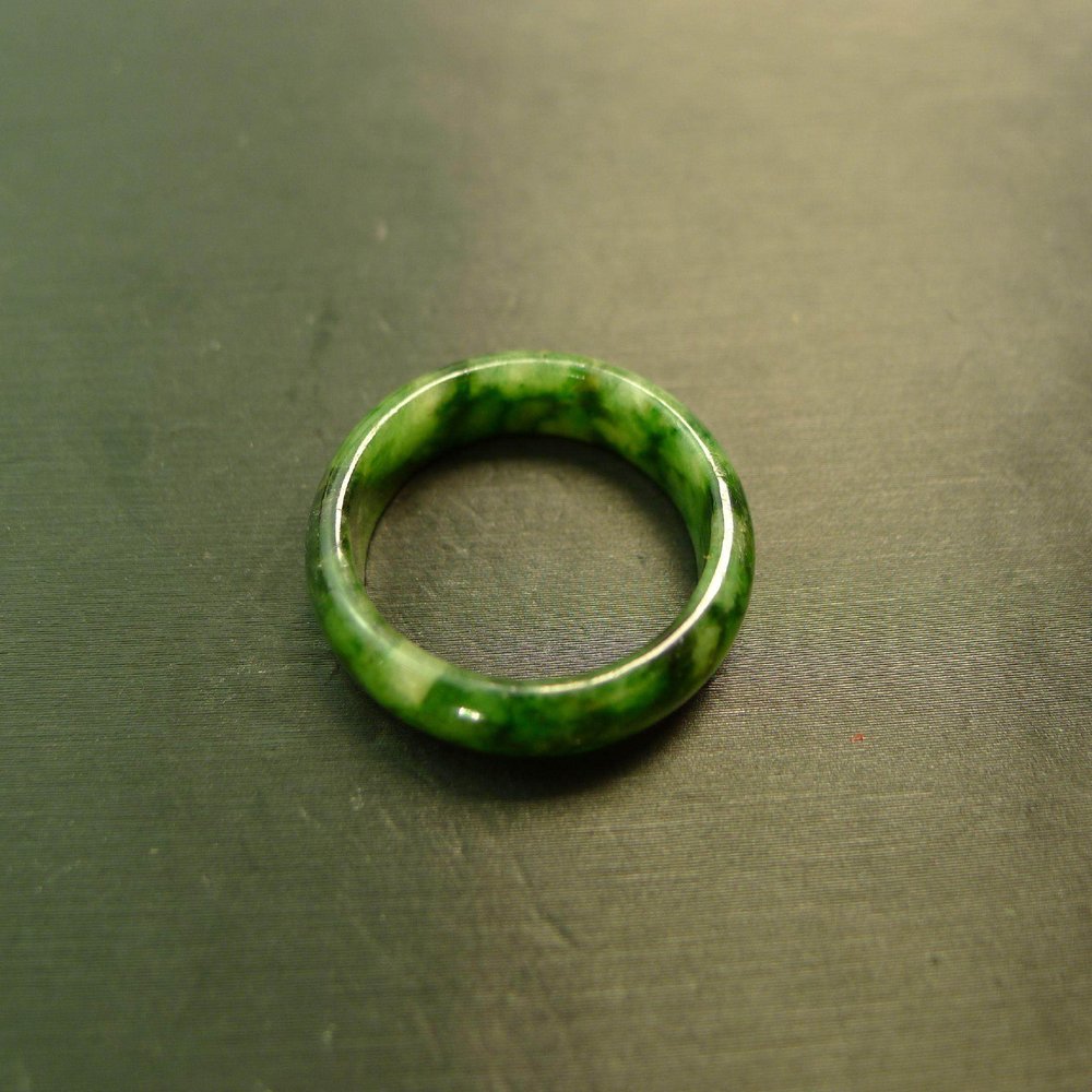 #F549 No. 23 yellow and green natural A-grade old jadeite ring