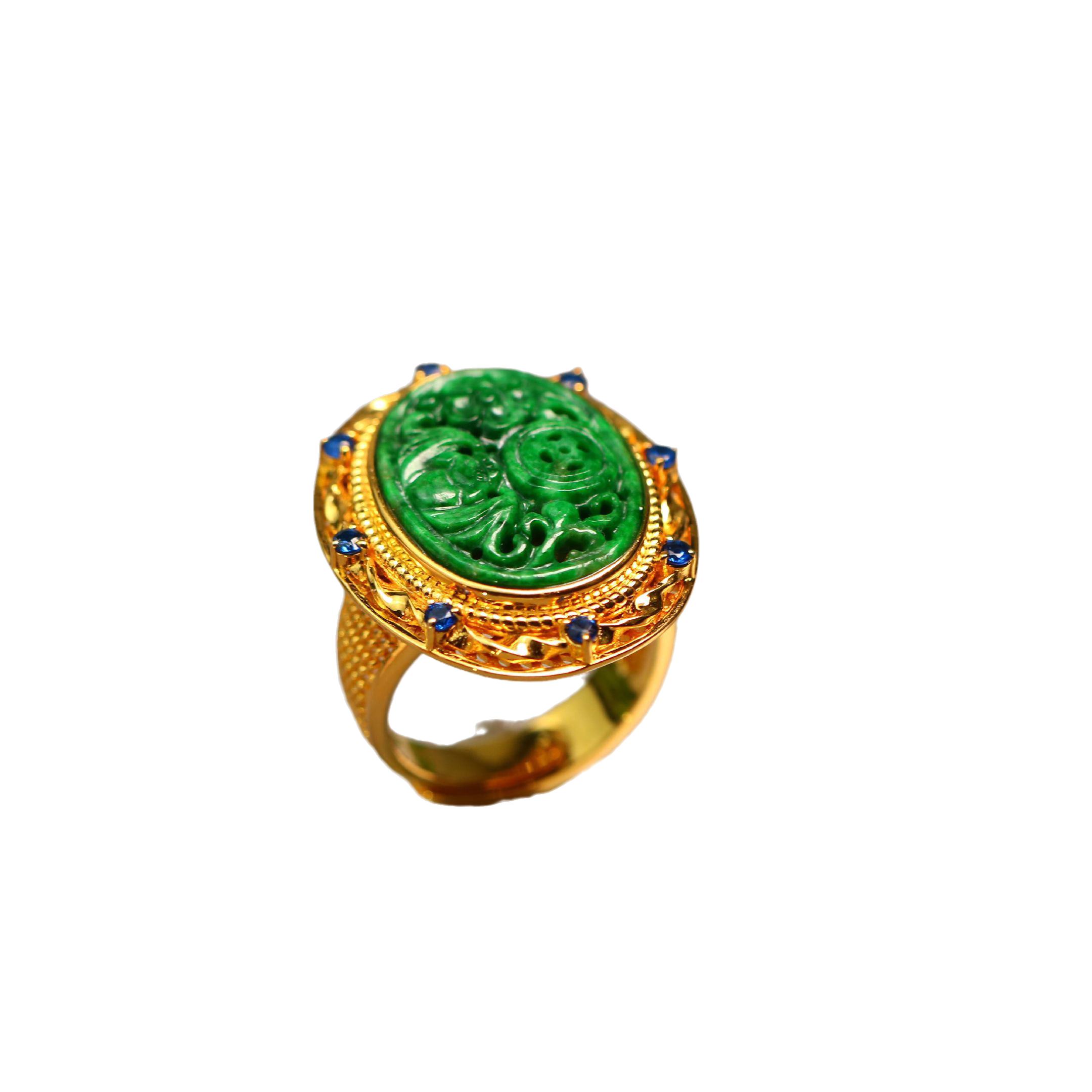 Natural grade A jadeite carved living ring