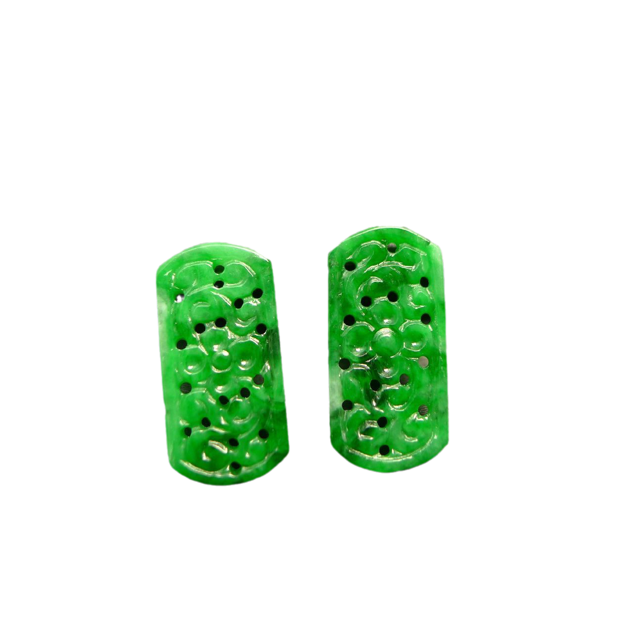 Natural grade A jadeite hollow carved saddle-shaped ring face
