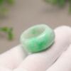 Waxy bottom Piaoyang Green Natural Grade A Jade Saddle Ring