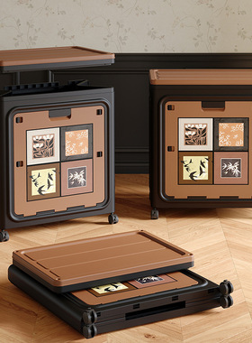 中古风家居翻盖式前开门衣物玩具收纳箱超厚大容量复古艺术摆件箱