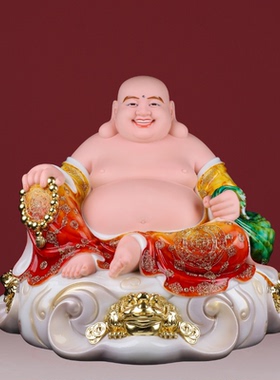 汉白玉宽体弥勒佛大肚开心笑佛家用供奉弥勒佛菩萨神像办公室摆件