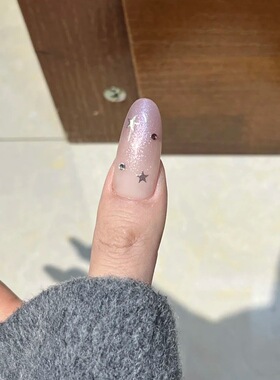 手工紫渐变星钻爆闪穿戴甲