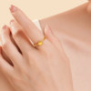 Laomiao gold pure gold round four-claw ring 5G three-dimensional full whitening skin lining versatile extravagant birthday proposal