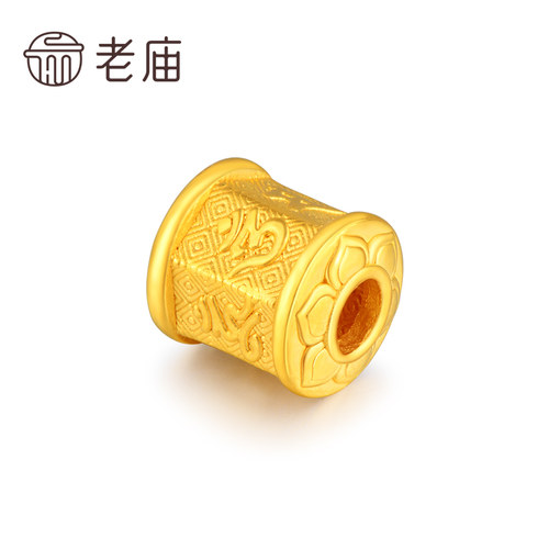 老庙黄金足金转运珠六字真言六角桶珠女手串礼定价官方正品礼物男 - 图3